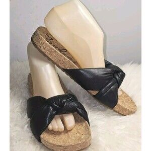 NWOB Zodiac Women's Mae Slip-On Knotted Slide Sandals Size 6 M Black Leather